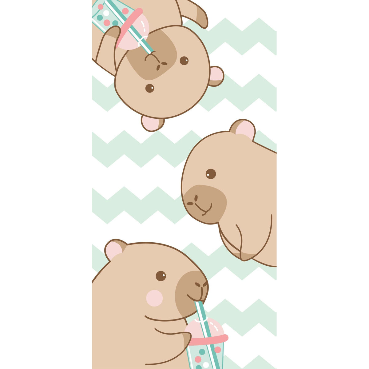 Capybara Bubble Serviette de bain pour enfant en coton – 70 × 140 cm
