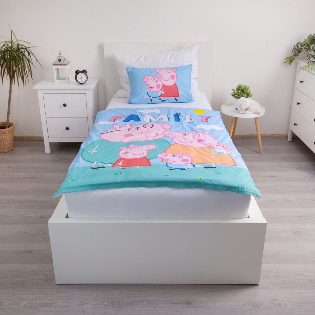 Peppa Wutz Big Pig Family Babybettwäsche-Set – 100 × 135 cm + 40 × 60 cm, Baumwolle