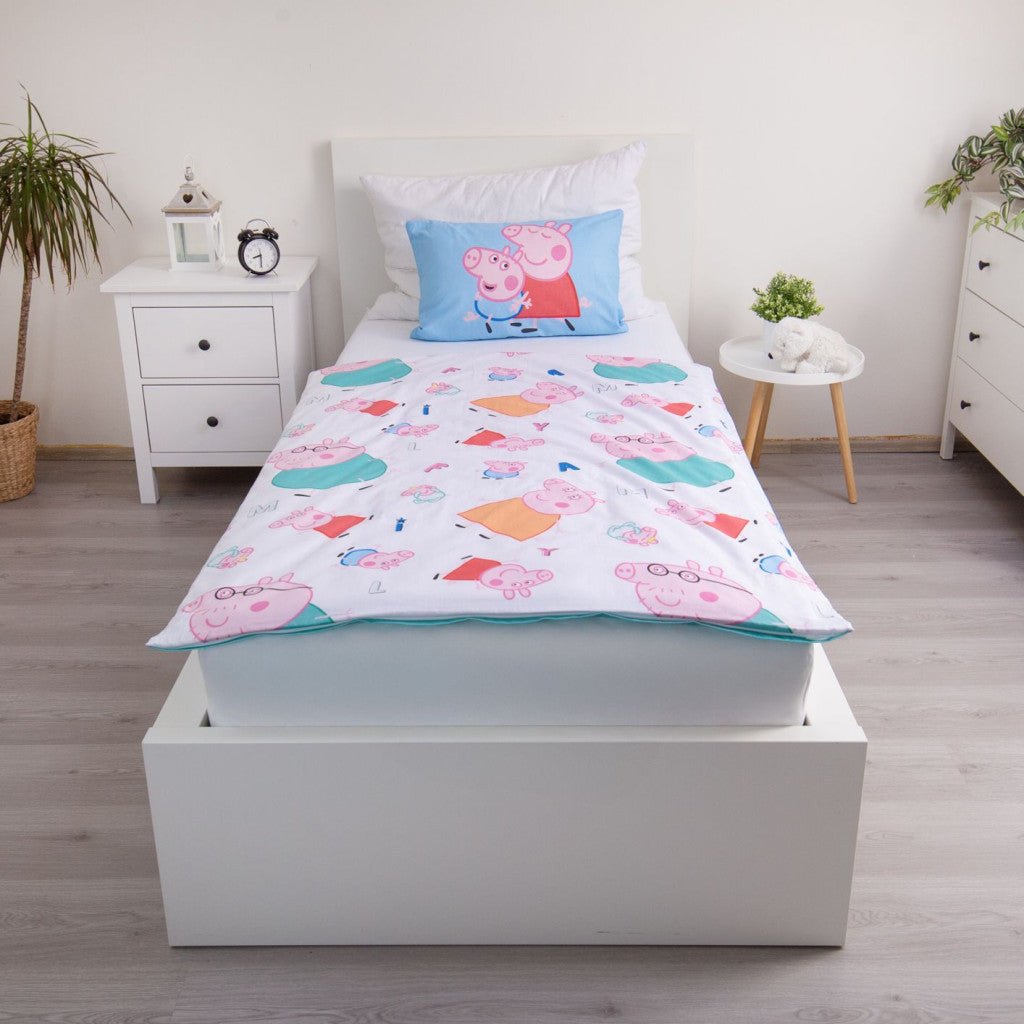 Peppa Wutz Big Pig Family Babybettwäsche-Set – 100 × 135 cm + 40 × 60 cm, Baumwolle