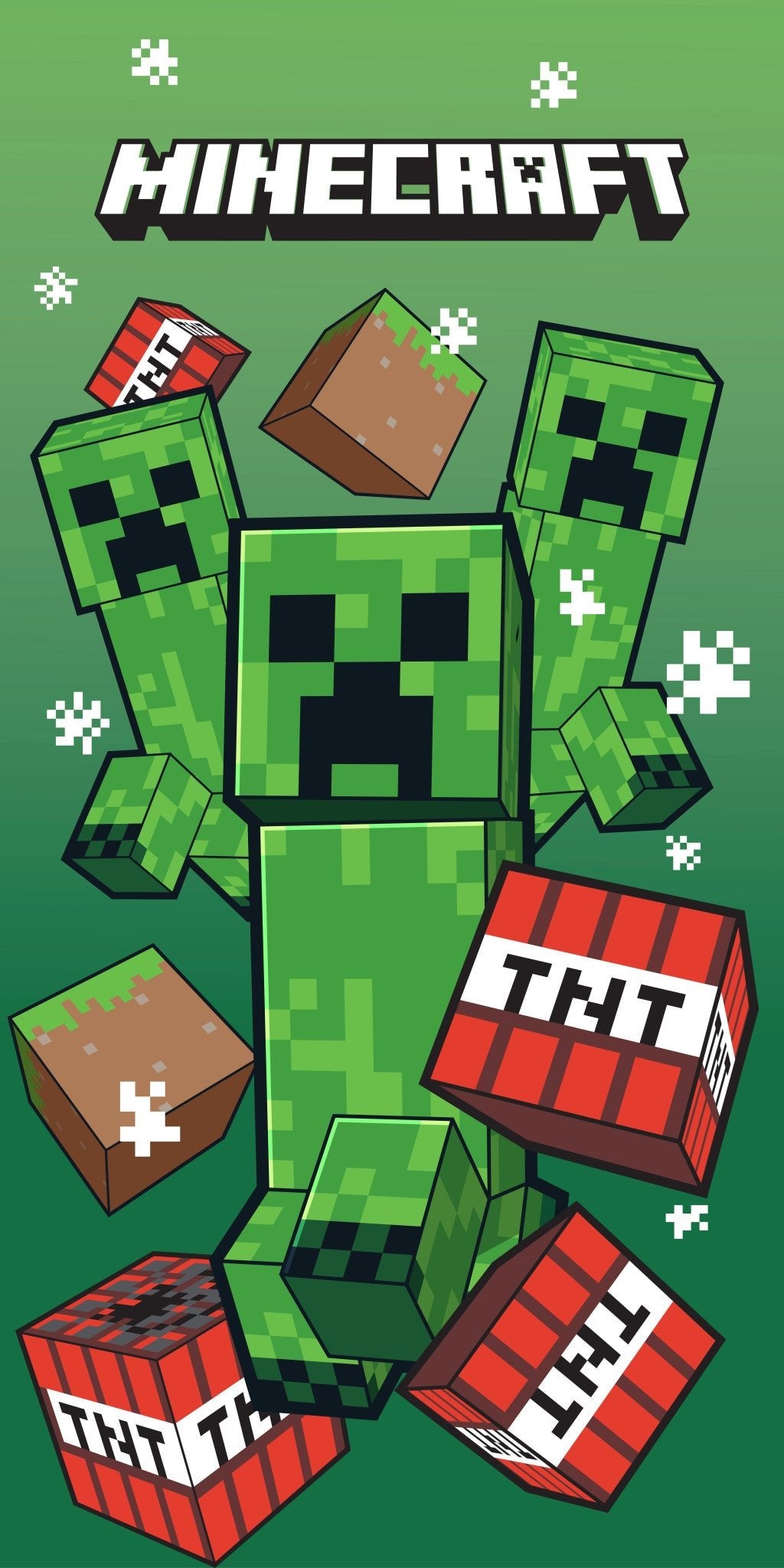 Minecraft TNT Creepers (schnell trocknend) Badetuch für Kinder aus Polyester – 70 × 140 cm