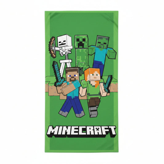 Minecraft Green Attack , ( ) Badetuch für Kinder aus Polyester – 70 × 140 cm