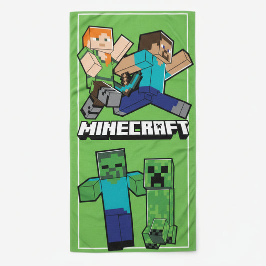 Minecraft Walking (Schnell trocken) Badetuch für Kinder aus Polyester – 70 × 140 cm