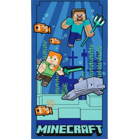 Minecraft Underwater , (Fast Dry) Badetuch für Kinder aus Polyester – 70 × 140 cm