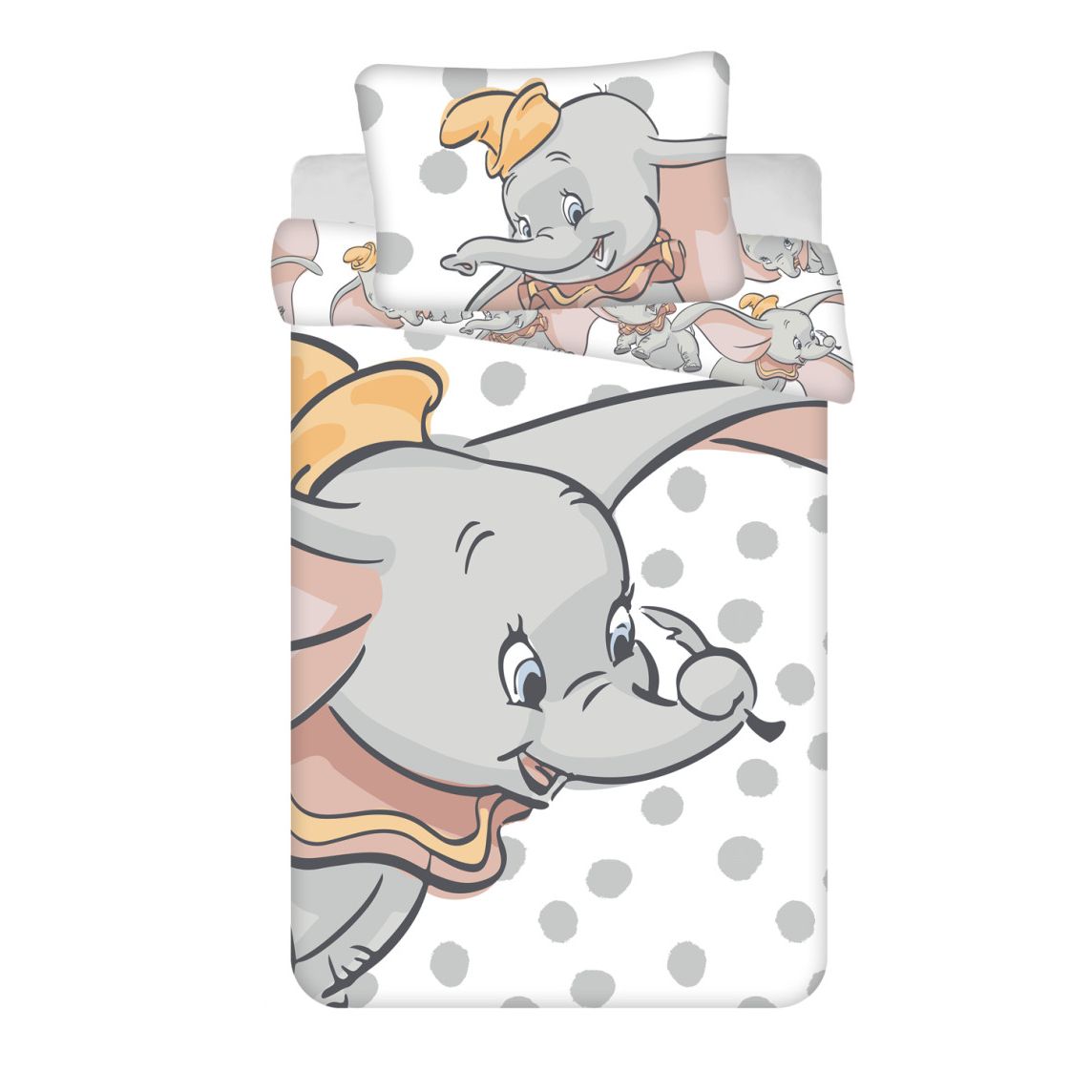 Disney Dumbo Dots Babybettwäsche-Set – 100 × 135 cm + 40 × 60 cm, Baumwolle