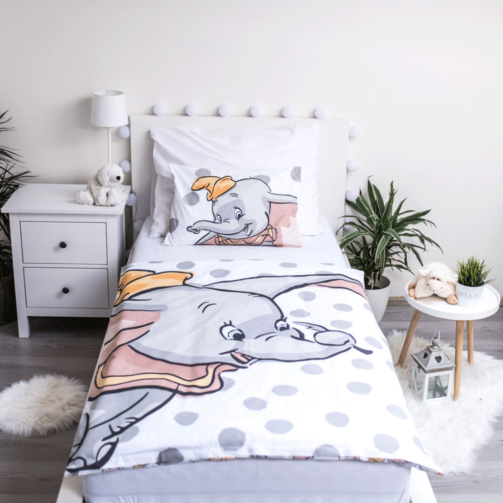 Disney Dumbo Dots Babybettwäsche-Set – 100 × 135 cm + 40 × 60 cm, Baumwolle