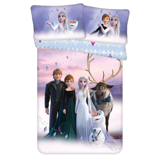 Disney Eiskönigin Winter Wonderland Kinder Bettbezug Babybettwäsche-Set – 100 × 135 cm + 40 × 60 cm, Baumwolle