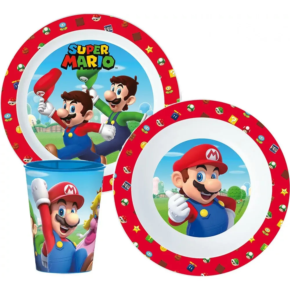 Super Mario Mushroom Kingdom Kinder Geschirrset – 3-teiliges Essgeschirr Set für Kinder