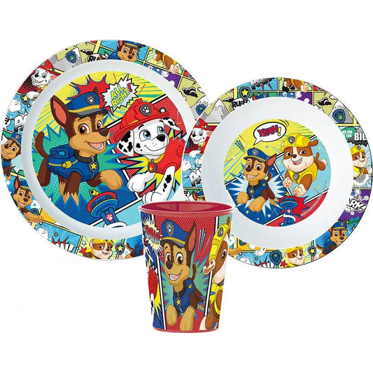 Paw Patrol Comic Kunststoff Kinder Geschirrset – 3-teiliges Essgeschirr für Kinder