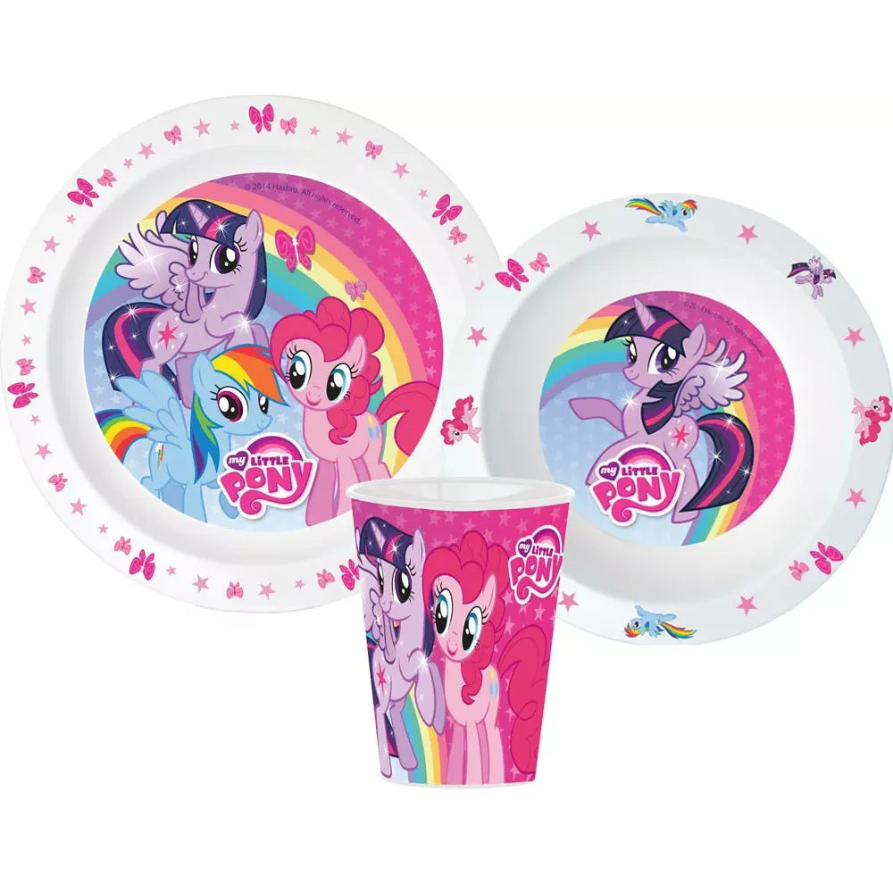 My Little Pony Kinder Geschirrset – 3-teiliges Esslernset mit Teller, Schüssel & Becher