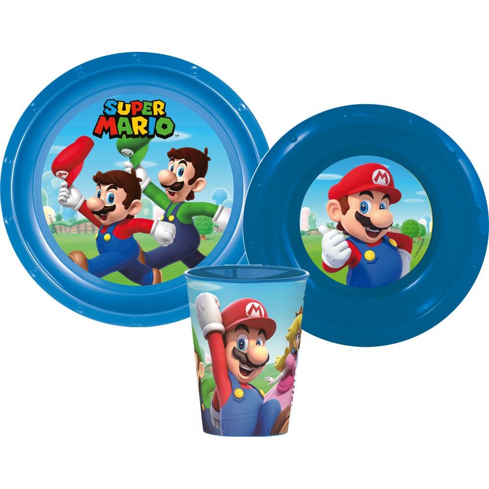 Super Mario Mushroom Kingdom Geschirr, Kunststoffset