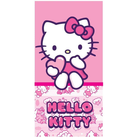 Hello Kitty Pinky Heart, (Fast Dry) Kids Polyester Beach Towel – 70 × 140 cm