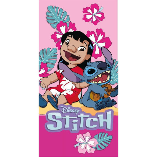 Disney Lilo and Stitch Ukulele Time Beach Towel, (Fast Dry) Polyester Bath Towel for Kids – 70 × 140 cm