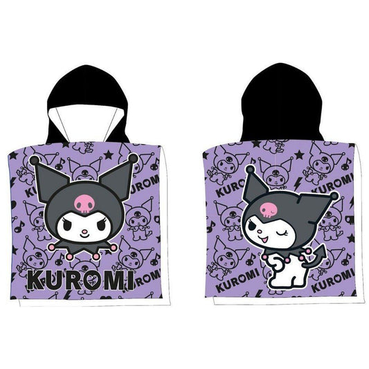 Hello Kitty Kuromi Chaos - (Fast Dry) Badeponcho für Kinder aus Polyester – 50 × 100 cm