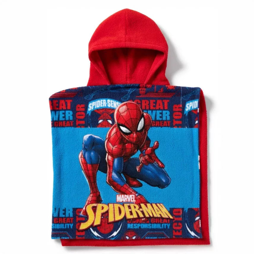Marvel Spiderman Spider-Sense Strandponcho – Schnelltrocknender Kinder Badeponcho 50x100 cm
