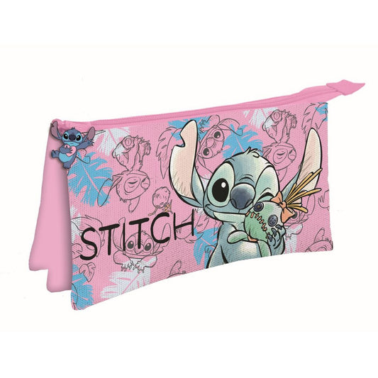 Disney Lilo and Stitch Doll with 3 Compartment Pencil Case for Kids – 22 x 14 cm