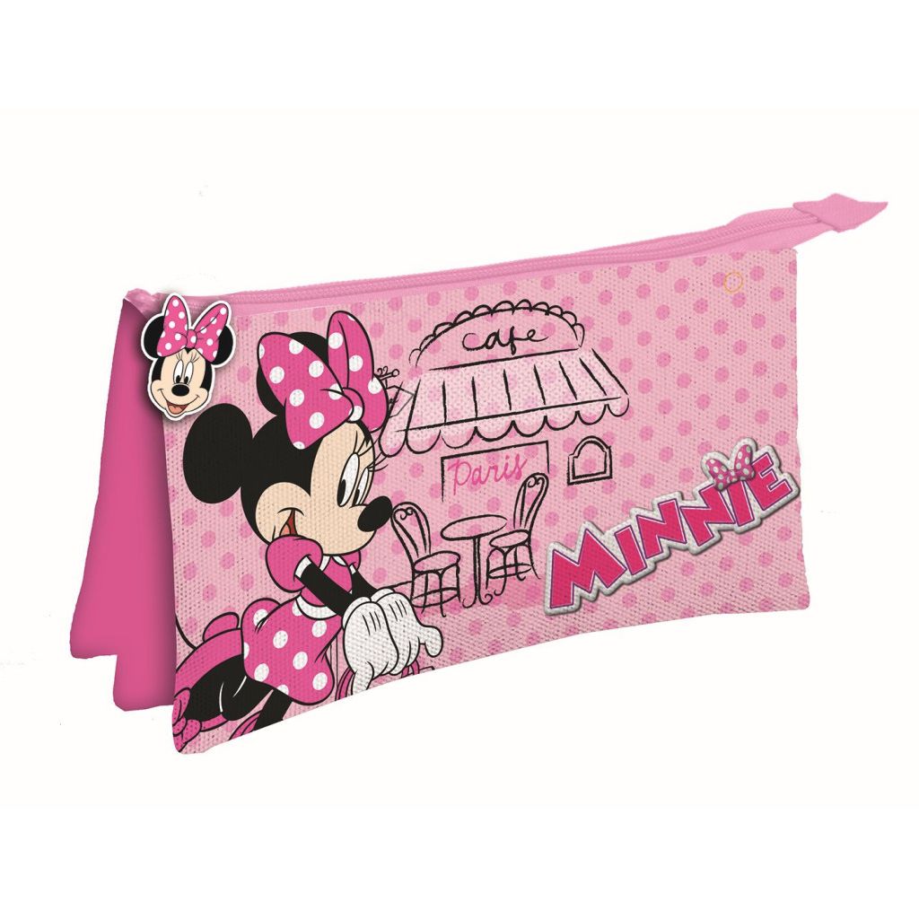 Trousse 3 compartiments Disney Minnie Paris pour enfant – 22 x 14 cm