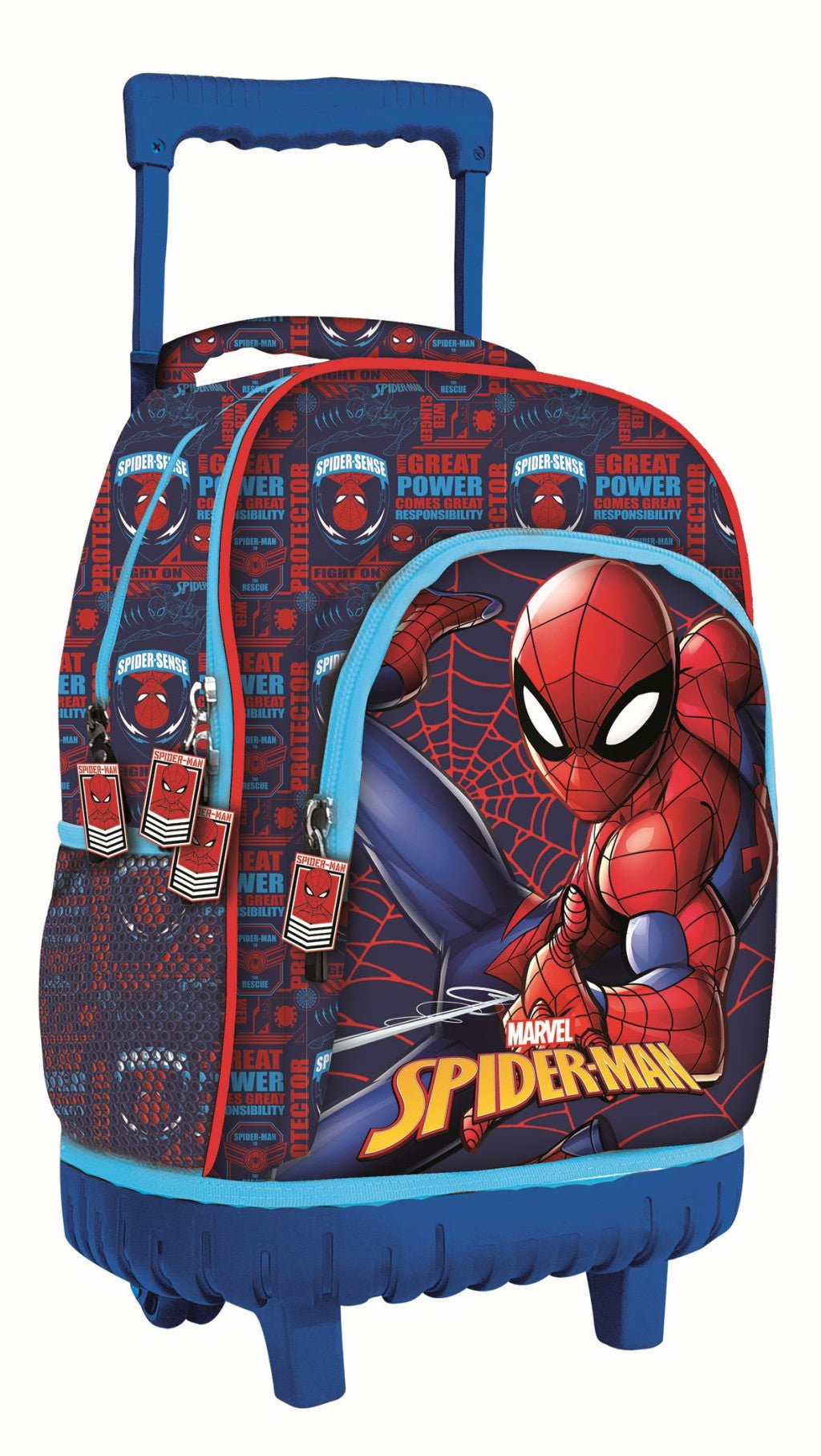 Spiderman Great Power Premium rollender Schulrucksack, Tasche 44 cm Schultasche mit Rollen für Kinder – 44 × 33 × 22 cm