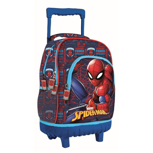 Spiderman Great Power Premium rollender Schulrucksack, Tasche 44 cm Schultasche mit Rollen für Kinder – 44 × 33 × 22 cm