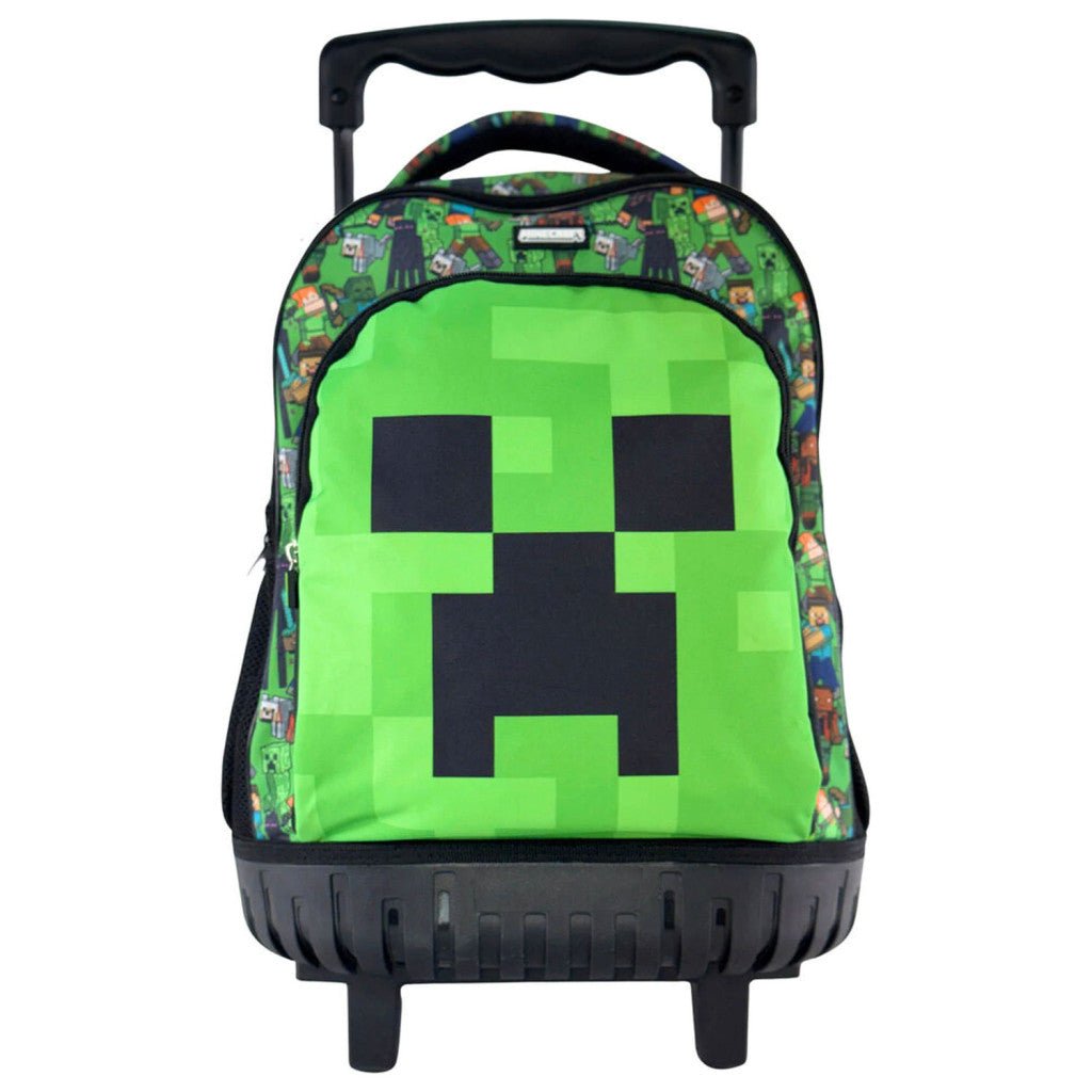 Minecraft Face Premium Rollschultasche, Tasche 44 cm Schultasche mit Rollen für Kinder – 44 × 33 × 22 cm