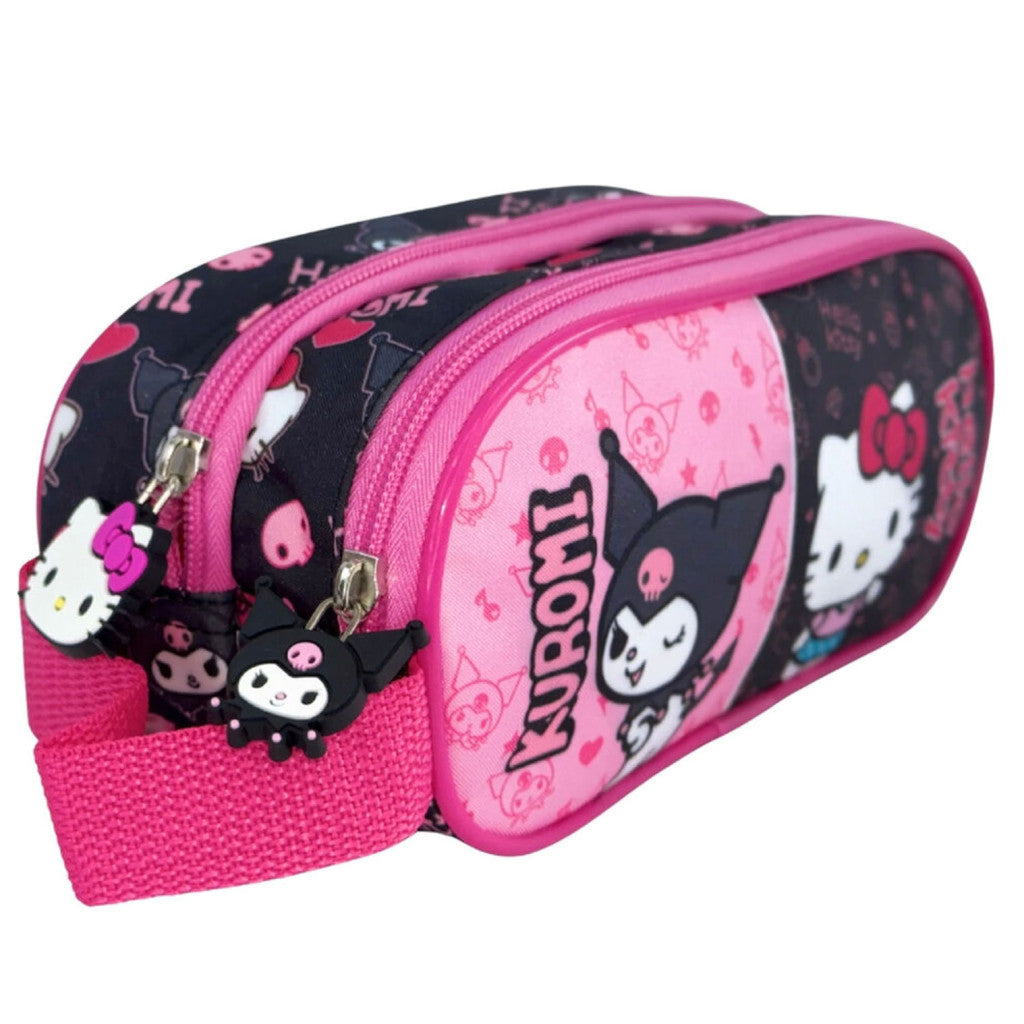 Trousse pour enfants Hello Kitty & Kuromi à 2 compartiments – 23 x 10 x 6 cm