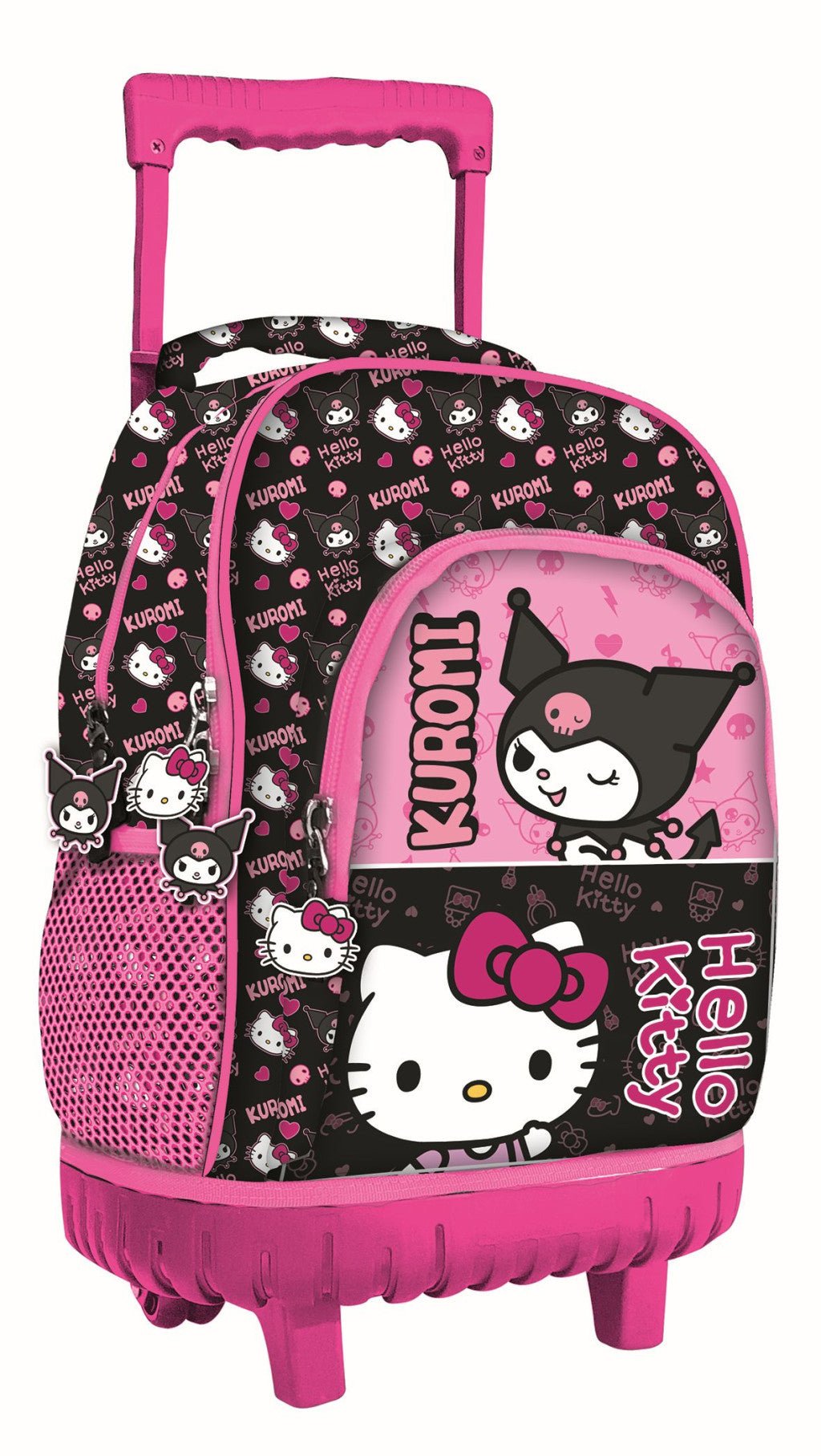 Hello Kitty & Kuromi Premium Roll- , Tasche 44 cm Schultasche mit Rollen für Kinder – 44 × 33 × 22 cm