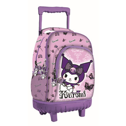 Hello Kitty Kuromi Purple Premium Rollschulranzen, Tasche 44 cm Schultasche mit Rollen für Kinder – 44 × 33 × 22 cm