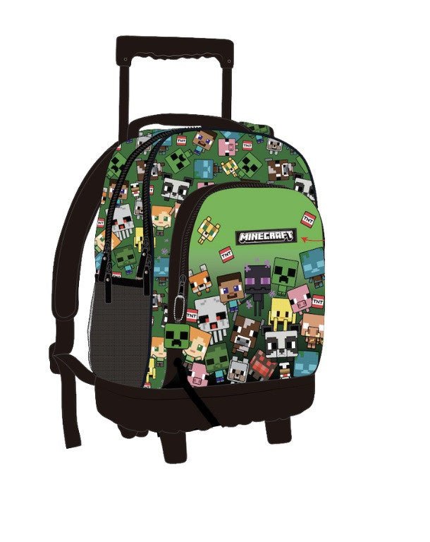 Minecraft Characters Trolley-Schulranzen für Kinder – 44 × 33 × 22 cm