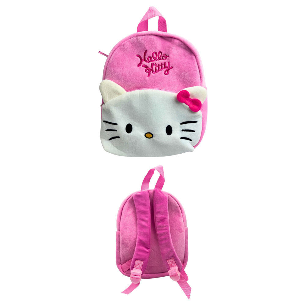 Hello Kitty Pink Bow Plüsch Kindergartenrucksack für Kinder – 30 x 24 x 8 cm
