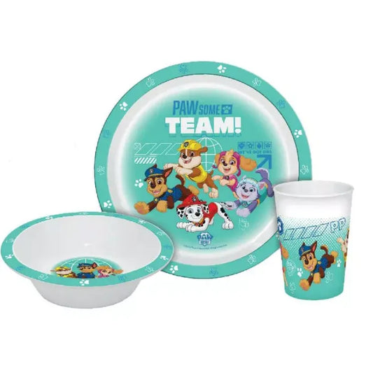 Paw Patrol Team Kinder Geschirrset – 3-teiliges Essgeschirr in Geschenkbox mit Teller, Schüssel & Becher