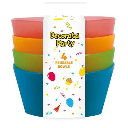 Farbe Party Bunte, halbtransparente Kunststoff-Suppenteller, 4er-Set