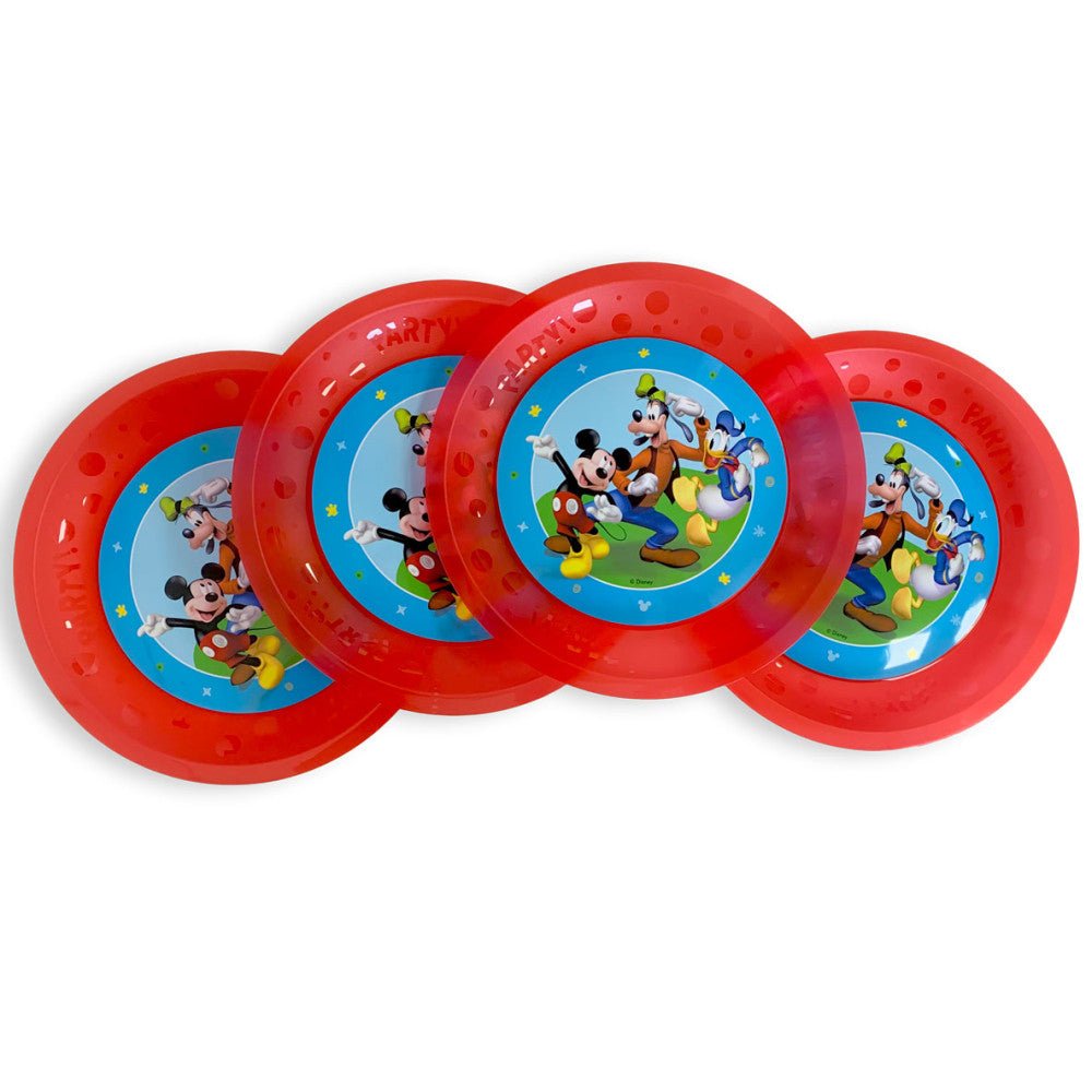 Disney Mickey Rock the House micro premium Kunststoffteller 4er-Set Flacher Teller für Kinder aus Kunststoff – 21 cm