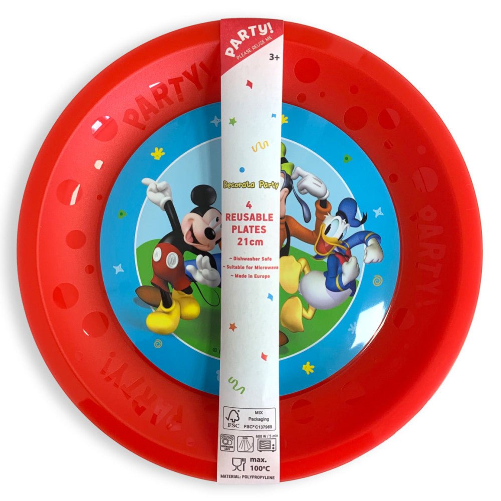 Disney Mickey Rock the House micro premium Kunststoffteller 4er-Set Flacher Teller für Kinder aus Kunststoff – 21 cm