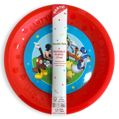 Disney Mickey Rock the House micro premium Kunststoffteller 4er-Set Flacher Teller für Kinder aus Kunststoff – 21 cm