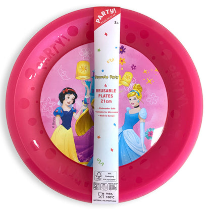 Assiettes plates Disney Princesses Junior Live Your Story micro premium – Lot de 4 assiettes plates en plastique pour enfants – 21 cm