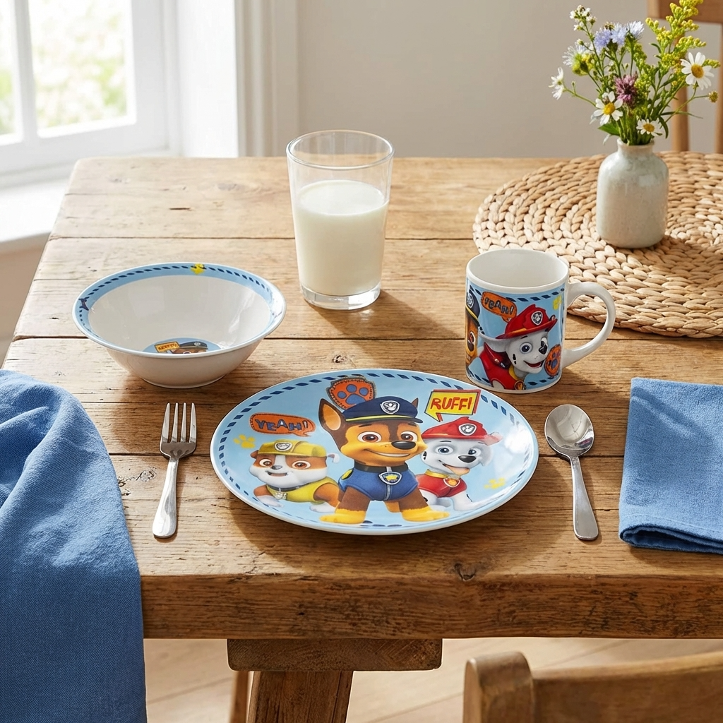 Service de vaisselle pour enfant PAW Patrol 3 pièces Porcelaine Assiette Bol Tasse Set de petit-déjeuner