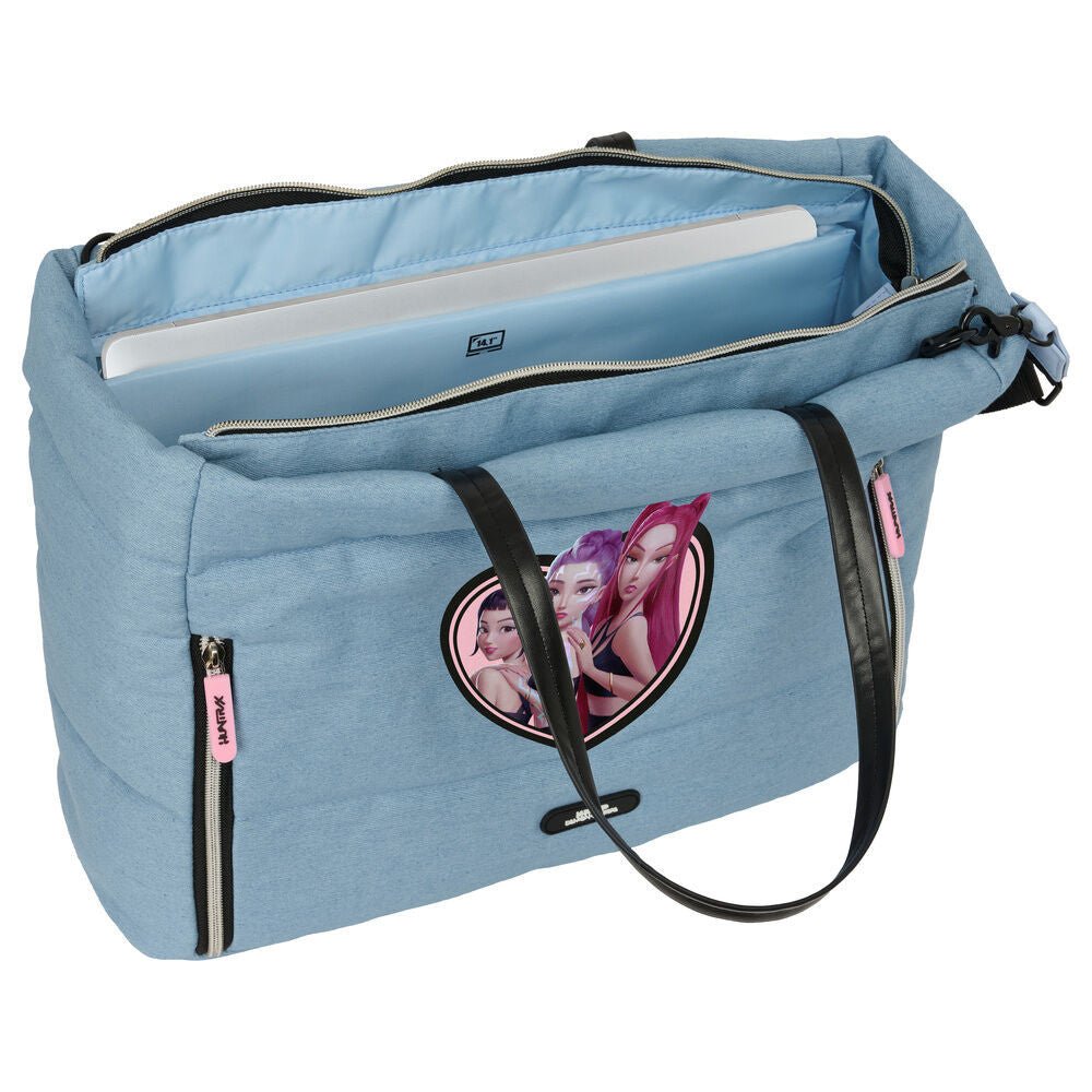 K-pop Demon Hunters Denim Dreams , mit Laptopfach Umhängetasche für Kinder – 40 x 17 x 31 cm