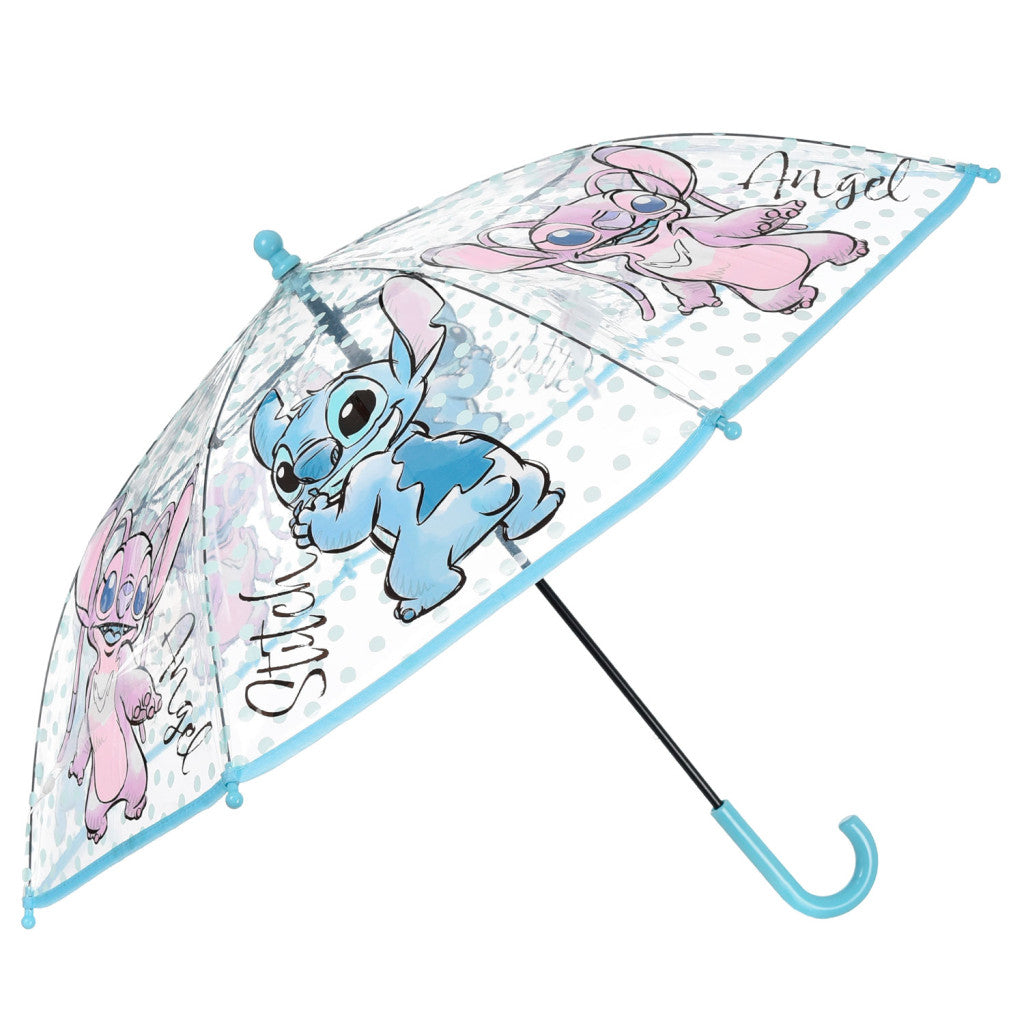 Disney Lilo und Stitch Angel Transparenter Kinderregenschirm für Kinder – 72 cm