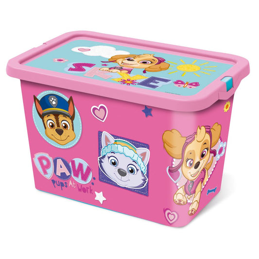 Boîte de rangement Paw Patrol Fille Rose en Plastique 7 L pour Enfants – 19 × 19,5 × 29,5 cm