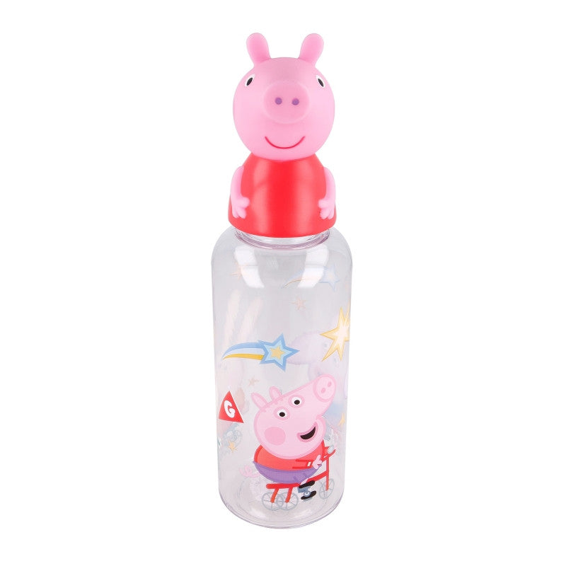 Peppa Wutz 3D Figurine Kunststoff-3D-Trinkflasche mit Trinkverschluss für Kinder – 560 ml, BPA-frei