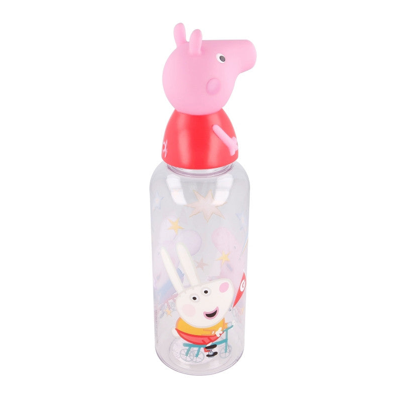 Peppa Wutz 3D Figurine Kunststoff-3D-Trinkflasche mit Trinkverschluss für Kinder – 560 ml, BPA-frei