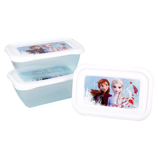 Disney Eiskönigin Blue Forest - 3er Set Brotdose mit einem Fach für Kinder – 15 × 10 × 7 cm, BPA-frei