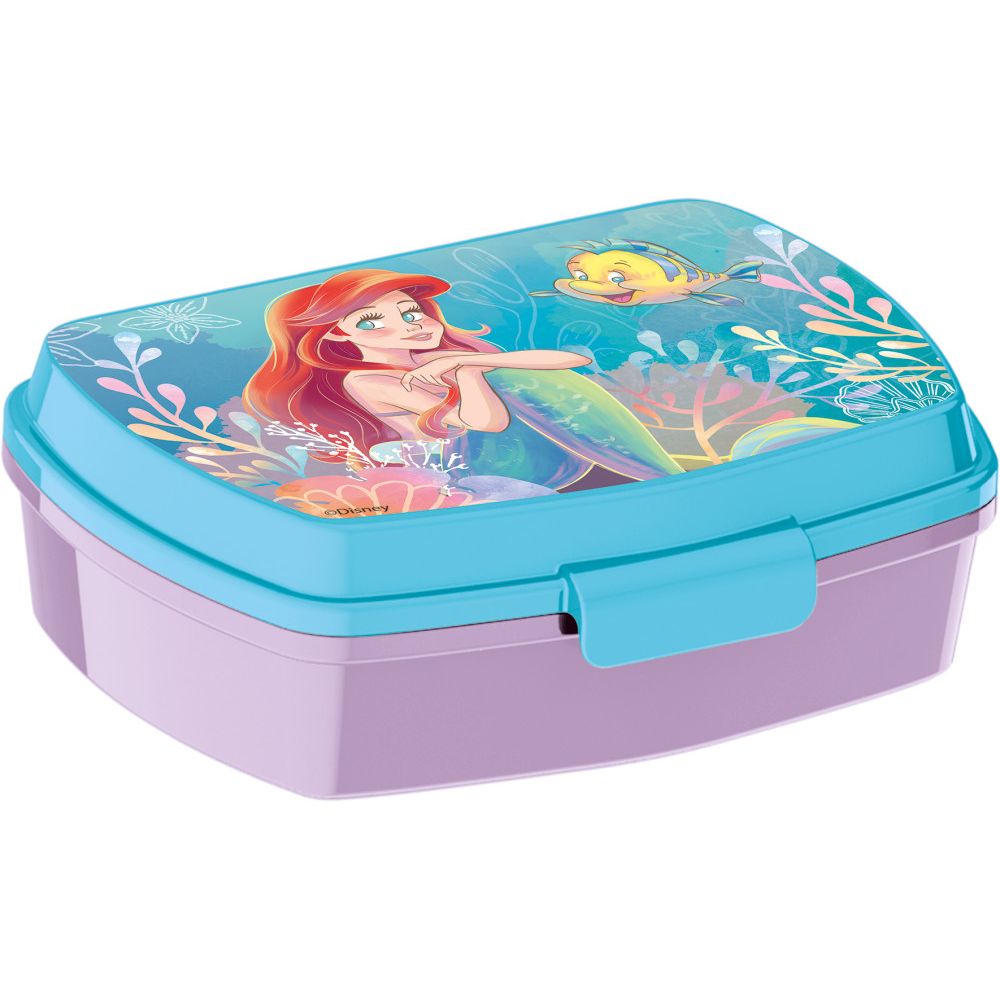 Disney Prinzessin Ariel Brotdose mit einem Fach für Kinder – 17 × 14 × 6,5 cm, BPA-frei