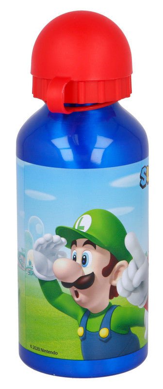 Super Mario Aluminium-Trinkflasche mit Trinkverschluss für Kinder – 400 ml