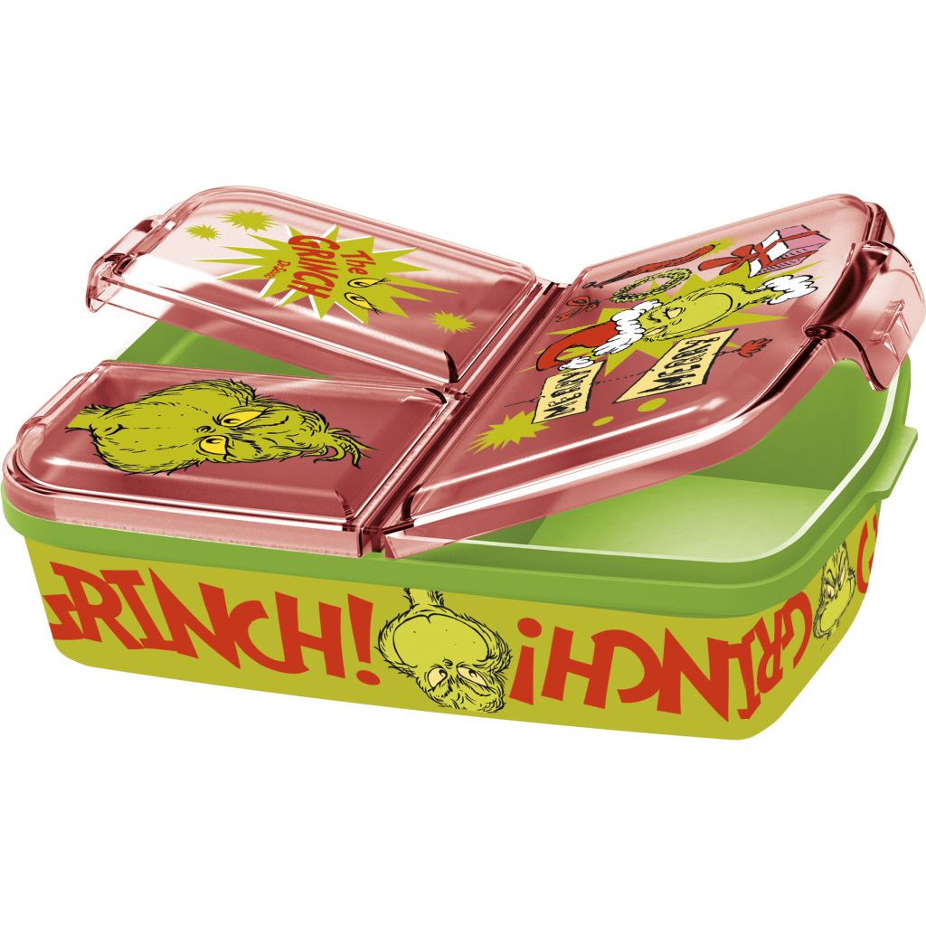 The Grinch Christmas Mischief Multi-Compartment Kids Lunch Box – 18 × 14 × 6 cm, BPA-free