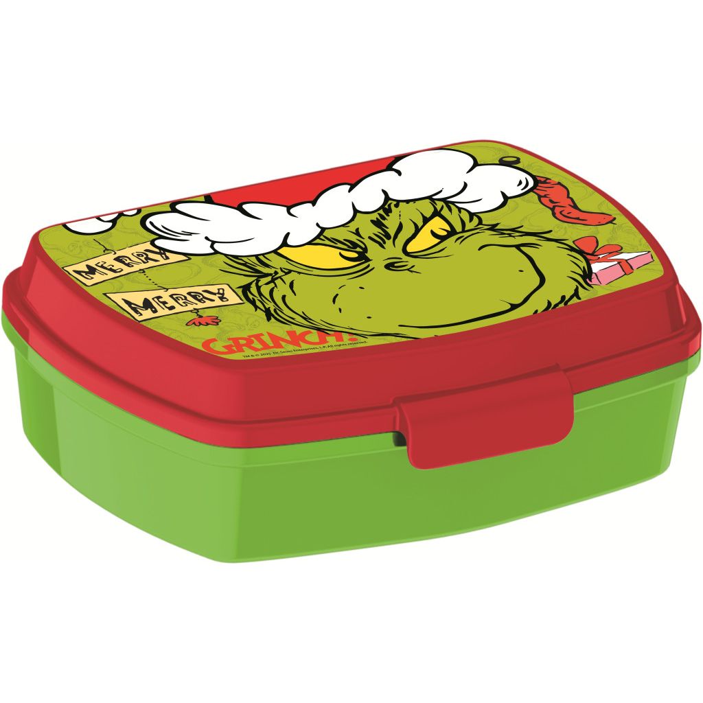 La boîte à goûter Le Grinch Noël Catastrophe pour enfants avec un compartiment – 17 × 14 × 6,5 cm, sans BPA