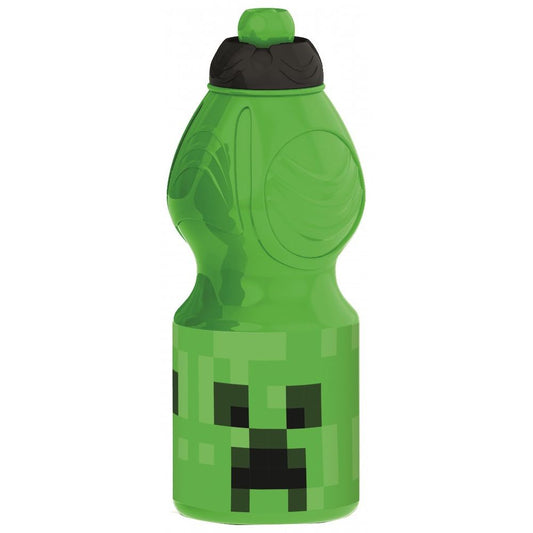 Gourde de sport Minecraft en plastique avec bouchon sport pour enfants – 400 ml, sans BPA