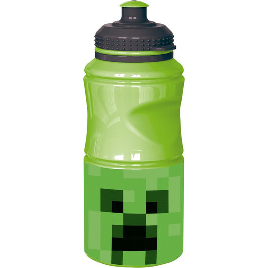 Minecraft Gourde Bouteille d'eau sport en plastique avec bouchon sport pour enfants – 380 ml, sans BPA