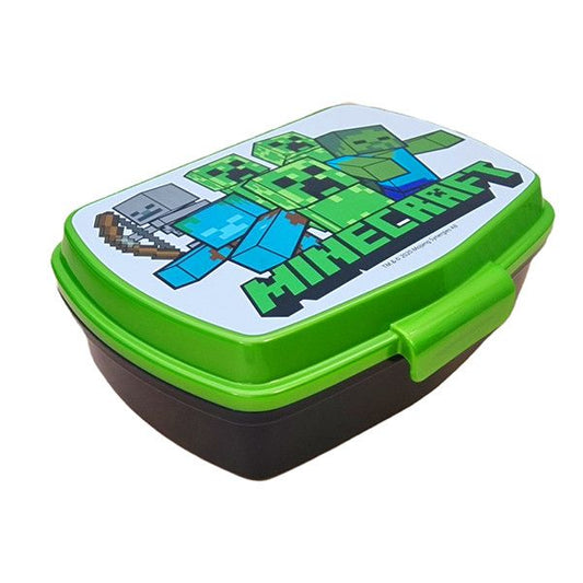 Boîte à goûter Minecraft Creeper en plastique avec un compartiment pour enfants – 17 × 14 × 6,5 cm, sans BPA