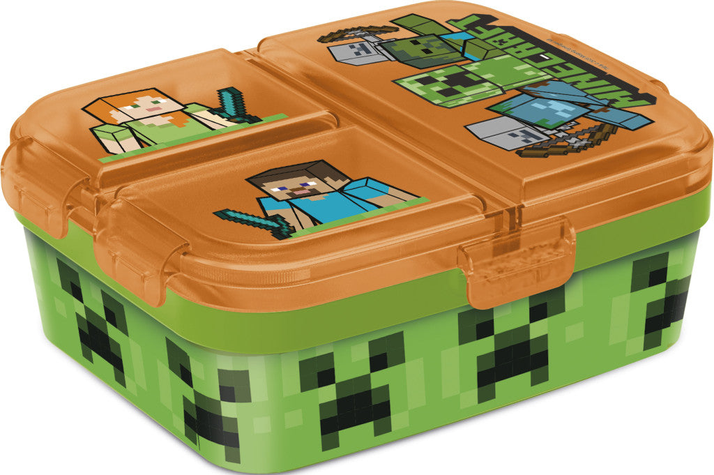 Minecraft Battle vielseitiges Lunchpaket Mehrfach unterteilte Brotdose für Kinder – 18 × 14 × 8 cm, BPA-frei