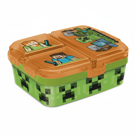 Minecraft Battle vielseitiges Lunchpaket Mehrfach unterteilte Brotdose für Kinder – 18 × 14 × 8 cm, BPA-frei